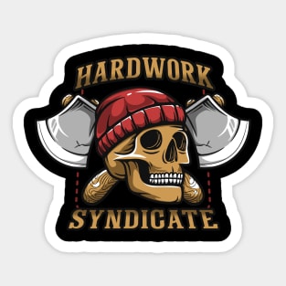 Hardworker skull cross axe Sticker